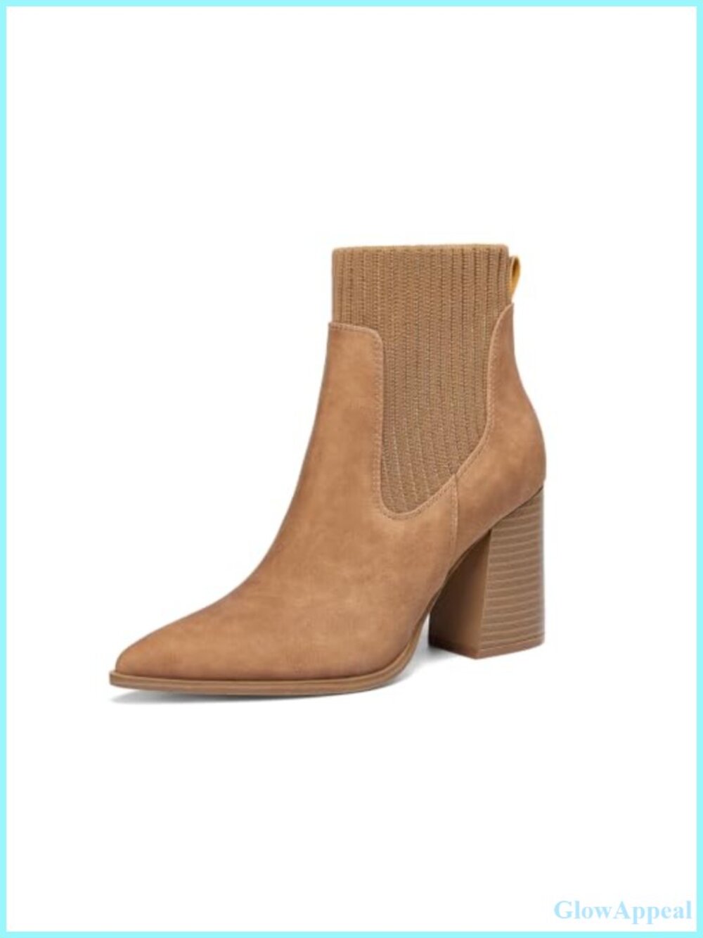 Women Ankle Boots Sock Booties Pointed Toe Chunky Stacked Heel Knit Chelsea